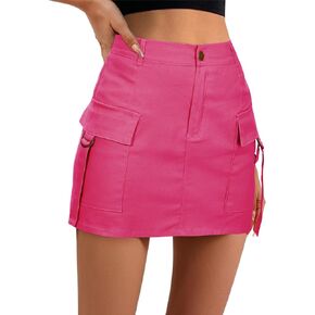 Women Cargo Skirt y2k Mini Skirt High Waist Skirts for Women Cargo Denim Skirt with Pockets