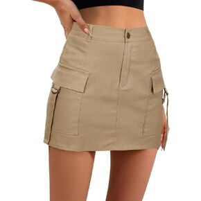 Women Cargo Skirt y2k Mini Skirt High Waist Skirts for Women Cargo Denim Skirt with Pockets