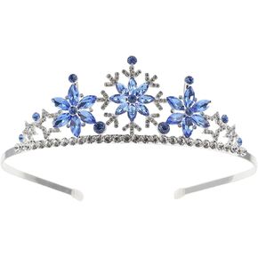 Beaupretty Christmas Headband Snowflake Tiara Snowflake Crown Rhinestone Snowflake Headband Costume Headwear Merry Christmas Xmas Party Favors for Women Girls (Blue)