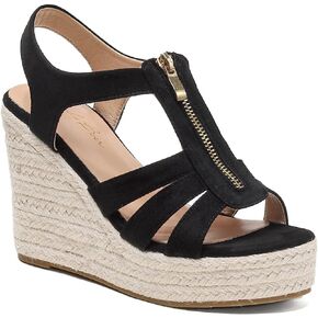 ZodyBoer Womens Front Zipper Espadrille Wedge Sandals Platform High Heel Sandals Summer Shoes