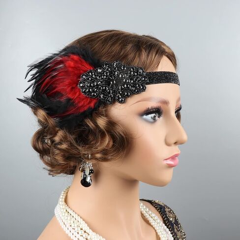 عصابة رأس LOWOSAIWOR 1920s Gatsby عصابة رأس سوداء للنساء عصابة رأس 20s لحفلات Gatsby in Kuwait