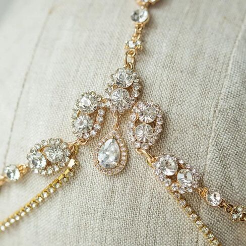 غطاء رأس من الكريستال المثلج للزفاف، سلسلة رأس من حجر الراين المتلألئة، مجوهرات رائعة للجبهة لحفلات الزفاف in Kuwait