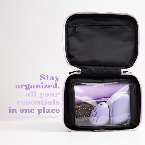 CLEAN SKIN CLUB Clean Towels XL Dedicated Travel Cosmetic Makeup Bag, Portable Large Capacity Beauty Toiletry Water Resistant Organizer Case with Dividers, Zipped Compartments in Kuwait