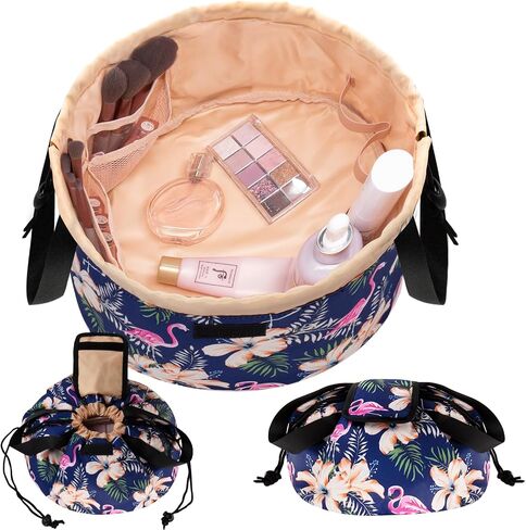 Large Barrel Drawstring Makeup Bag,Travel Makeup Bag,Portable Cosmetic Bag Make Up Organizer Bag for Travel Accessories Essentials and Hair Product,Gifts for Women Girls(dog makeup bag) in Saudi Arabia