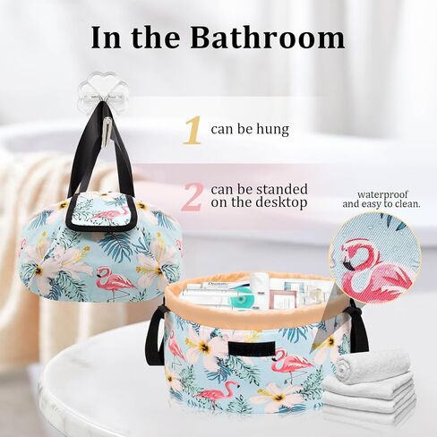 Large Barrel Drawstring Makeup Bag,Travel Makeup Bag,Portable Cosmetic Bag Make Up Organizer Bag for Travel Accessories Essentials and Hair Product,Gifts for Women Girls(dog makeup bag) in Saudi Arabia