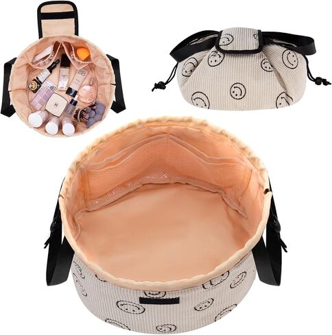 Large Barrel Drawstring Makeup Bag,Travel Makeup Bag,Portable Cosmetic Bag Make Up Organizer Bag for Travel Accessories Essentials and Hair Product,Gifts for Women Girls(dog makeup bag) in Saudi Arabia