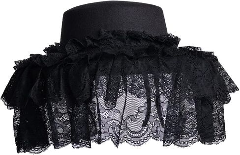 Girls Women Gothic Victorian Hat White Black Lace Detachable Hat in Saudi Arabia