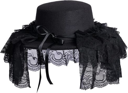 Girls Women Gothic Victorian Hat White Black Lace Detachable Hat in Saudi Arabia