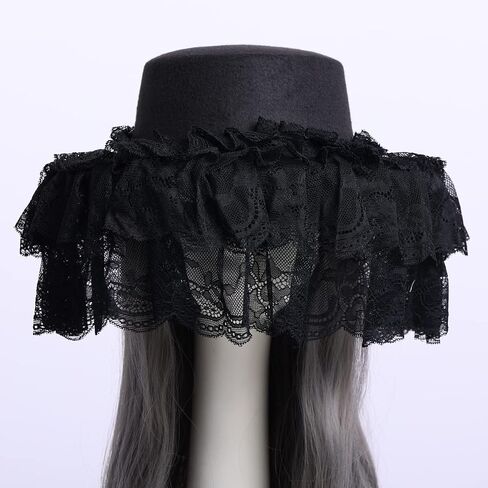 Girls Women Gothic Victorian Hat White Black Lace Detachable Hat in Saudi Arabia