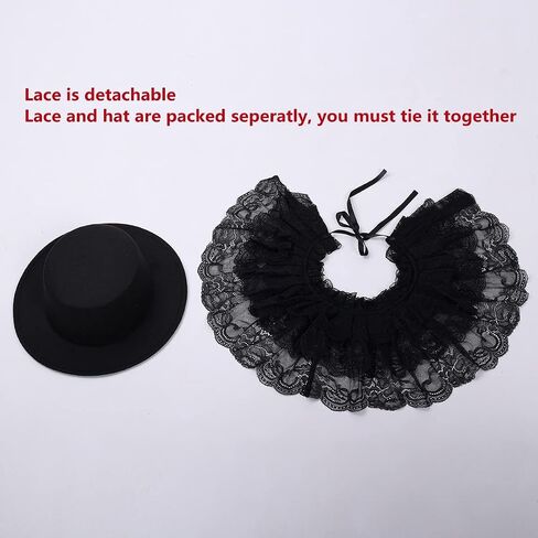 Girls Women Gothic Victorian Hat White Black Lace Detachable Hat in Saudi Arabia