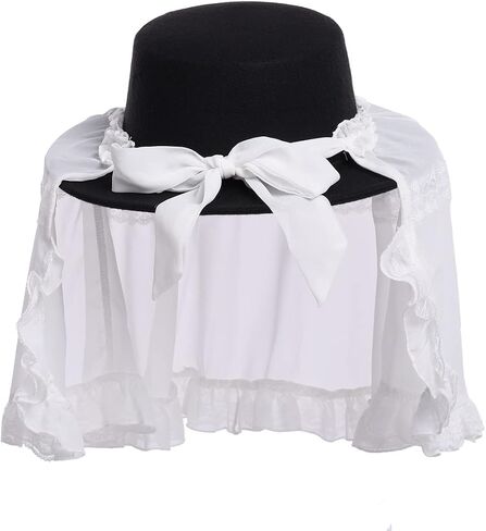 Girls Women Gothic Victorian Hat White Black Lace Detachable Hat in Saudi Arabia