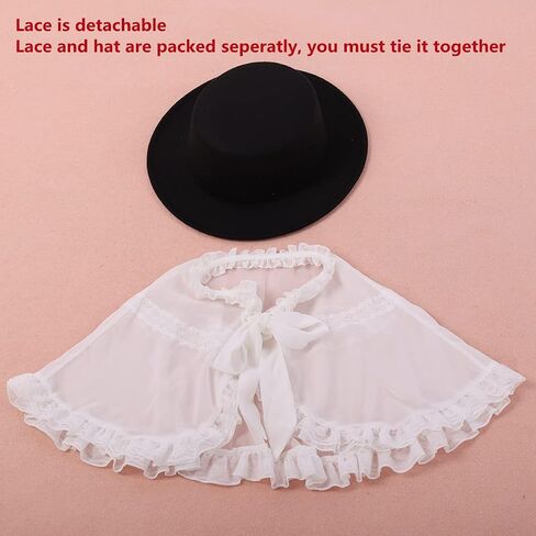 Girls Women Gothic Victorian Hat White Black Lace Detachable Hat in Saudi Arabia