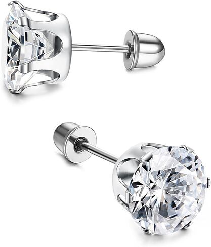 LOYALLOOK 6 أزواج من الفولاذ المقاوم للصدأ مكعب زركونيا شفاف أقراط أذن للنساء 3-8 مم in Kuwait