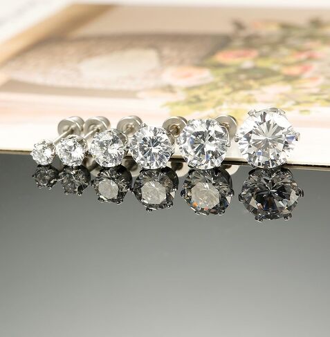 LOYALLOOK 6 أزواج من الفولاذ المقاوم للصدأ مكعب زركونيا شفاف أقراط أذن للنساء 3-8 مم in Kuwait