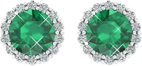 Birthstone Earring Gift for Women 14k Gold Bright Sparkle Round Gemstone Stud Earrings Solid High Shine Beautiful Modern Fine Jewelry Accessory Push Back No Slip Jewelry in Saudi Arabia