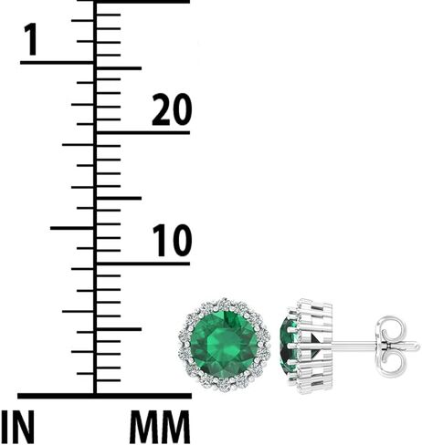 Birthstone Earring Gift for Women 14k Gold Bright Sparkle Round Gemstone Stud Earrings Solid High Shine Beautiful Modern Fine Jewelry Accessory Push Back No Slip Jewelry in Saudi Arabia