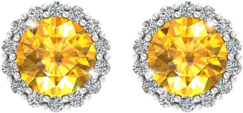 Birthstone Earring Gift for Women 14k Gold Bright Sparkle Round Gemstone Stud Earrings Solid High Shine Beautiful Modern Fine Jewelry Accessory Push Back No Slip Jewelry in Saudi Arabia
