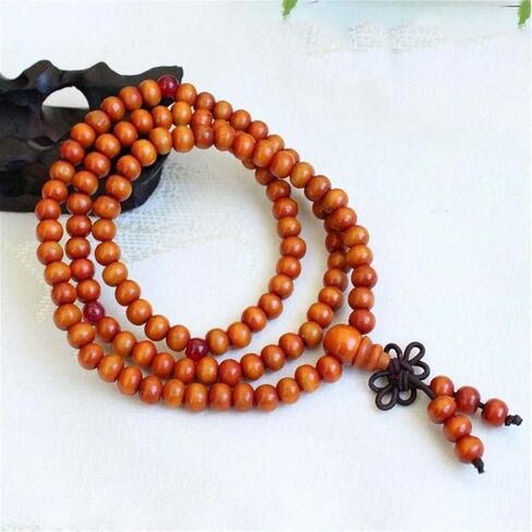Caiyao 108 Mala Wooden Beads Bracelet Necklace Elastic Healing Wood Sandalwood Seed Buddhist Bracelet for Women Men Girl Boy Teen Buddha Prayer Meditation Jewelry in Saudi Arabia
