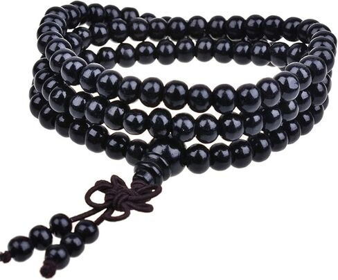 Caiyao 108 Mala Wooden Beads Bracelet Necklace Elastic Healing Wood Sandalwood Seed Buddhist Bracelet for Women Men Girl Boy Teen Buddha Prayer Meditation Jewelry in Saudi Arabia