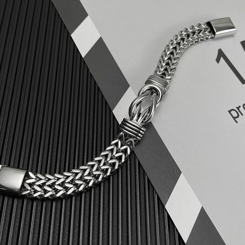 سوار هيب هوب للرجال من يوشينليت بتصميم سلسلة كوبية من التيتانيوم اللامع والستانلس ستيل مع حلقات بانك، مقاس 21.5 سم (8.46 انش)، من التيتانيوم، بدون احجار كريمة, التيتانيوم, بدون أحجار كريمة in Kuwait