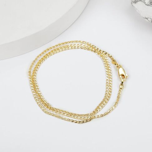 طقم عقد وسوار وسلسلة كوبية مطلية بالذهب الاصفر عيار 18 قيراط 1.7 ملم للرجال والنساء، سلسلة وسوار صلب لا يسبب الحساسية مع مشبك لوبستر، عبوة من قطعتين، مطلية بالذهب، بدون احجار كريمة, مطلي بالذهب, لا in Kuwait