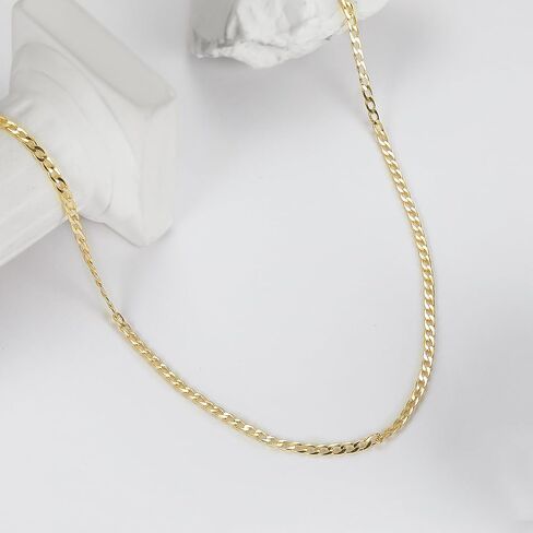 طقم عقد وسوار وسلسلة كوبية مطلية بالذهب الاصفر عيار 18 قيراط 1.7 ملم للرجال والنساء، سلسلة وسوار صلب لا يسبب الحساسية مع مشبك لوبستر، عبوة من قطعتين، مطلية بالذهب، بدون احجار كريمة, مطلي بالذهب, لا in Kuwait