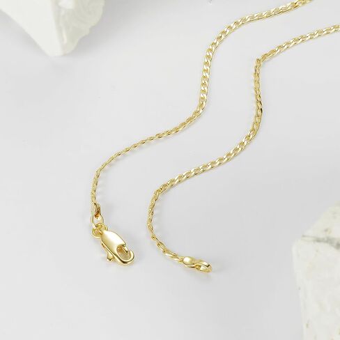 طقم عقد وسوار وسلسلة كوبية مطلية بالذهب الاصفر عيار 18 قيراط 1.7 ملم للرجال والنساء، سلسلة وسوار صلب لا يسبب الحساسية مع مشبك لوبستر، عبوة من قطعتين، مطلية بالذهب، بدون احجار كريمة, مطلي بالذهب, لا in Kuwait