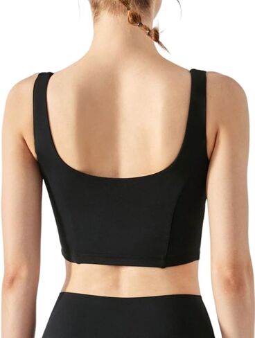 حمالة صدر رياضية للنساء من YIAFDERY برقبة مربعة طويلة وقابلة للإزالة ومبطنة ومنخفضة التأثير حمالة صدر لليوجا والتمارين الرياضية in Kuwait