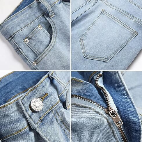 بنطال جينز LONGBIDA رجالي ممزق بقصة ضيقة وضيق ومدمر من قماش الدنيم المطاطي in Kuwait