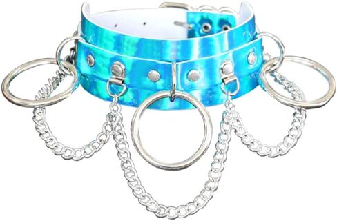 Fashionsupermarket فريدة من نوعها الهالوين مثير الهولوغرام الجلود المختنقون، قلادة عصابة القوطية المختنقون لنادي تأثيري in Kuwait