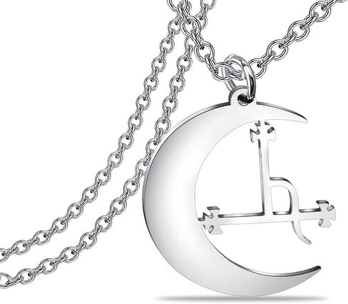 Lywjyb Birdgot Crescent Moon Occult Pentacle Jewelry Samael Lilith Pendant Pentagram Necklace in Saudi Arabia