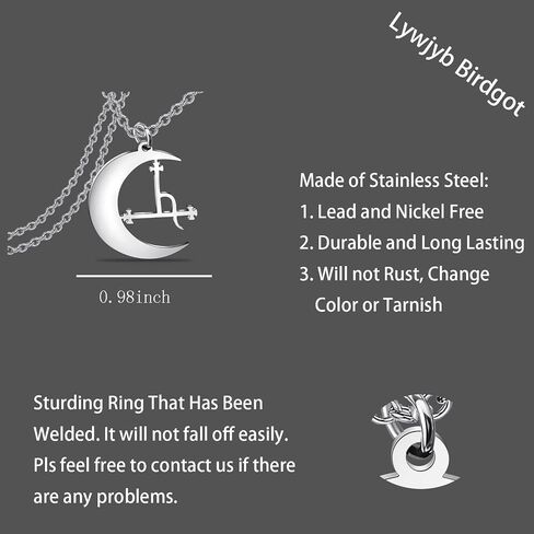 Lywjyb Birdgot Crescent Moon Occult Pentacle Jewelry Samael Lilith Pendant Pentagram Necklace in Saudi Arabia
