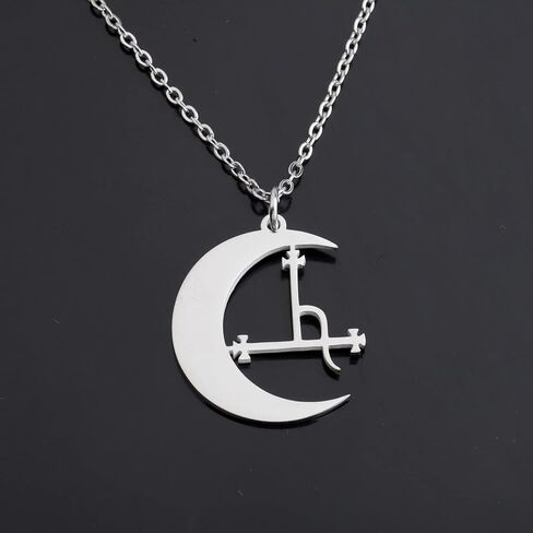 Lywjyb Birdgot Crescent Moon Occult Pentacle Jewelry Samael Lilith Pendant Pentagram Necklace in Saudi Arabia
