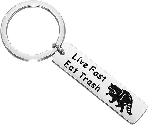 Funny Raccoon Camping Vintage Keychain Live Fast Eat Trash Funny Raccoon Lover Gift Raccoon Jewelry in Saudi Arabia