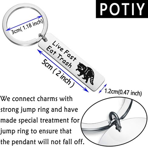 Funny Raccoon Camping Vintage Keychain Live Fast Eat Trash Funny Raccoon Lover Gift Raccoon Jewelry in Saudi Arabia