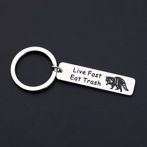 Funny Raccoon Camping Vintage Keychain Live Fast Eat Trash Funny Raccoon Lover Gift Raccoon Jewelry in Saudi Arabia