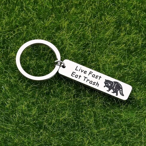 Funny Raccoon Camping Vintage Keychain Live Fast Eat Trash Funny Raccoon Lover Gift Raccoon Jewelry in Saudi Arabia