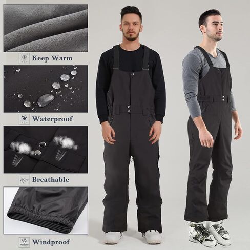 ك.إي.ج. سراويل الثلج مريلة الثلج سراويل التزلج للرجال بدلة الثلج مرايل مقاومة للماء مبطنة بالصوف الثلجي سراويل شتوية معزولة in Kuwait