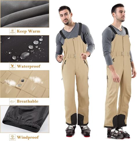 ك.إي.ج. سراويل الثلج مريلة الثلج سراويل التزلج للرجال بدلة الثلج مرايل مقاومة للماء مبطنة بالصوف الثلجي سراويل شتوية معزولة in Kuwait