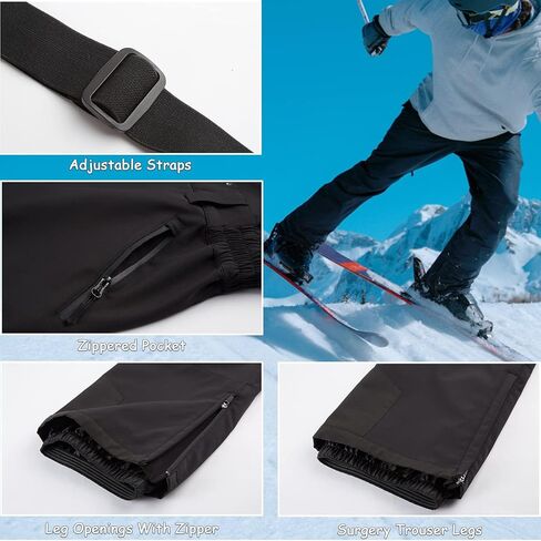 ك.إي.ج. سراويل الثلج مريلة الثلج سراويل التزلج للرجال بدلة الثلج مرايل مقاومة للماء مبطنة بالصوف الثلجي سراويل شتوية معزولة in Kuwait