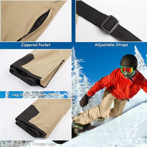 ك.إي.ج. سراويل الثلج مريلة الثلج سراويل التزلج للرجال بدلة الثلج مرايل مقاومة للماء مبطنة بالصوف الثلجي سراويل شتوية معزولة in Kuwait