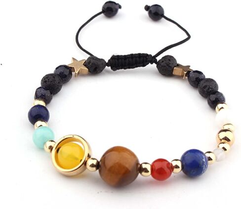 Harry and Henry 2 Pcs Solar System Bracelet for Women Men Planet Bracelet Adjustable Natural Stone Beads Bracelet Bangle Gifts Stretch Bracelet Christmas Gifts 2023 in Saudi Arabia