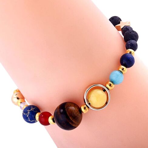 Harry and Henry 2 Pcs Solar System Bracelet for Women Men Planet Bracelet Adjustable Natural Stone Beads Bracelet Bangle Gifts Stretch Bracelet Christmas Gifts 2023 in Saudi Arabia