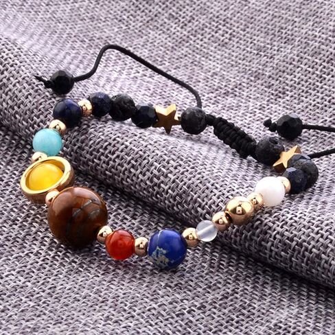 Harry and Henry 2 Pcs Solar System Bracelet for Women Men Planet Bracelet Adjustable Natural Stone Beads Bracelet Bangle Gifts Stretch Bracelet Christmas Gifts 2023 in Saudi Arabia