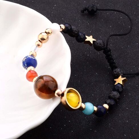 Harry and Henry 2 Pcs Solar System Bracelet for Women Men Planet Bracelet Adjustable Natural Stone Beads Bracelet Bangle Gifts Stretch Bracelet Christmas Gifts 2023 in Saudi Arabia