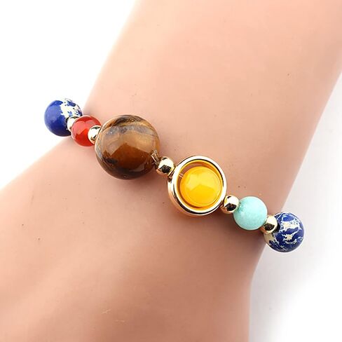 Harry and Henry 2 Pcs Solar System Bracelet for Women Men Planet Bracelet Adjustable Natural Stone Beads Bracelet Bangle Gifts Stretch Bracelet Christmas Gifts 2023 in Saudi Arabia