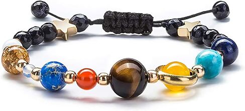 Harry and Henry 2 Pcs Solar System Bracelet for Women Men Planet Bracelet Adjustable Natural Stone Beads Bracelet Bangle Gifts Stretch Bracelet Christmas Gifts 2023 in Saudi Arabia