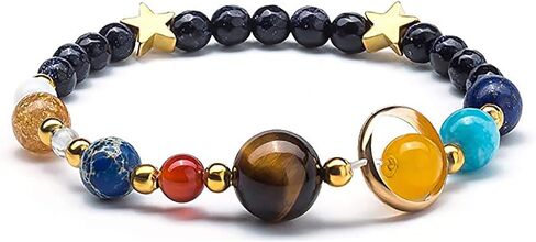 Harry and Henry 2 Pcs Solar System Bracelet for Women Men Planet Bracelet Adjustable Natural Stone Beads Bracelet Bangle Gifts Stretch Bracelet Christmas Gifts 2023 in Saudi Arabia