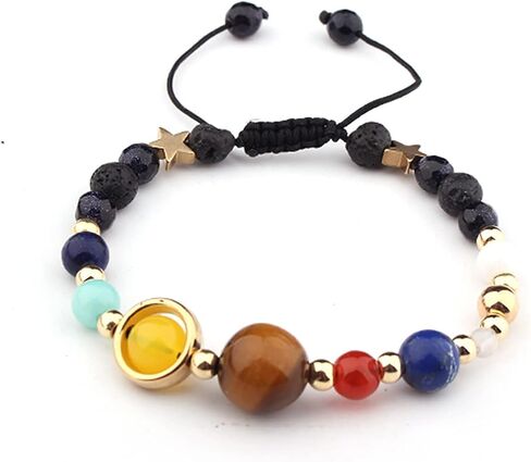 Harry and Henry 2 Pcs Solar System Bracelet for Women Men Planet Bracelet Adjustable Natural Stone Beads Bracelet Bangle Gifts Stretch Bracelet Christmas Gifts 2023 in Saudi Arabia
