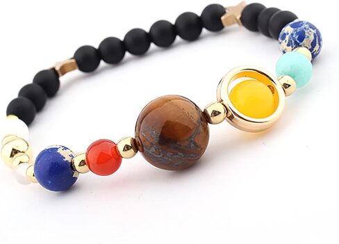 Harry and Henry 2 Pcs Solar System Bracelet for Women Men Planet Bracelet Adjustable Natural Stone Beads Bracelet Bangle Gifts Stretch Bracelet Christmas Gifts 2023 in Saudi Arabia